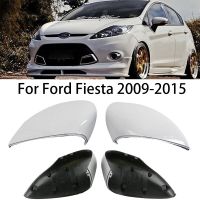 2ชิ้น/คู่สำหรับ Ford Fiesta 2009-2015ฝาครอบกระจกมองข้างมองหลังรถยนต์เคสฝาครอบอุปกรณ์เสริมอะไหล่สีขาว