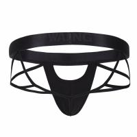 Mens Underwear Mesh Transparent Imitation Leather Sexy Hip Lifting Mens Double T-Back T-Shaped Panties 1042Sd