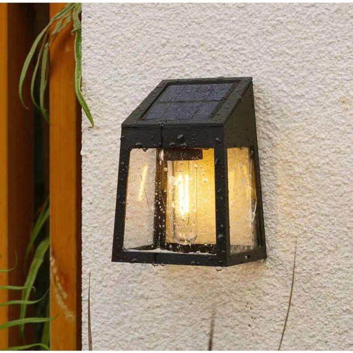 solar-wall-lamp-ติดผนังhc13ไฟเหลืองโซล่า-wall-รุ่นใหม่ล่าสุด-เปลี่ยนหลอดได้-ใช้งานได้ทังคืน