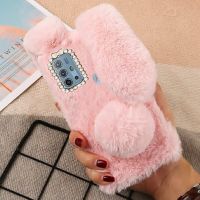 Warm fluffy Rabbit Silicone Cover For Motolora Moto G30 G10 G100 Case One Action E7 Power Plus G9 Play G Stylus 2021 Phone case Phone Cases