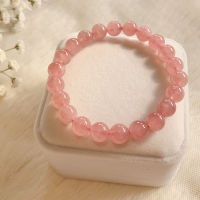 Natural Pink Crystal Bead celet Madagascar Hibiscus Single Circle Peach Blossom Healing Stone Jewelry Gift for Lady