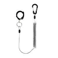 Booms Fishing T01 2M Coiled Lanyards Carabiner Clip with Rod Straps for Fishing Rod and Landing Net Coil Springs