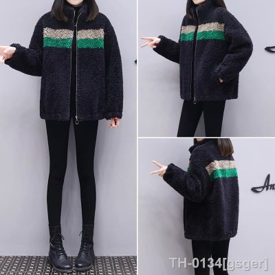 ▧❁✓ gsger Casaco curto feminino shearling ovelha casacos de lã real outwear quente moda feminina pathwork cordeiro L32 inverno 2023