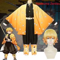 HOT!!!▨ pdh711 [Ready Stock] Adult and kids Anime Demon Slayer Cosplay Costume Agatsuma Zenitsu Kimetsu no Yaiba Men Kimono Yellow Uniform Suit