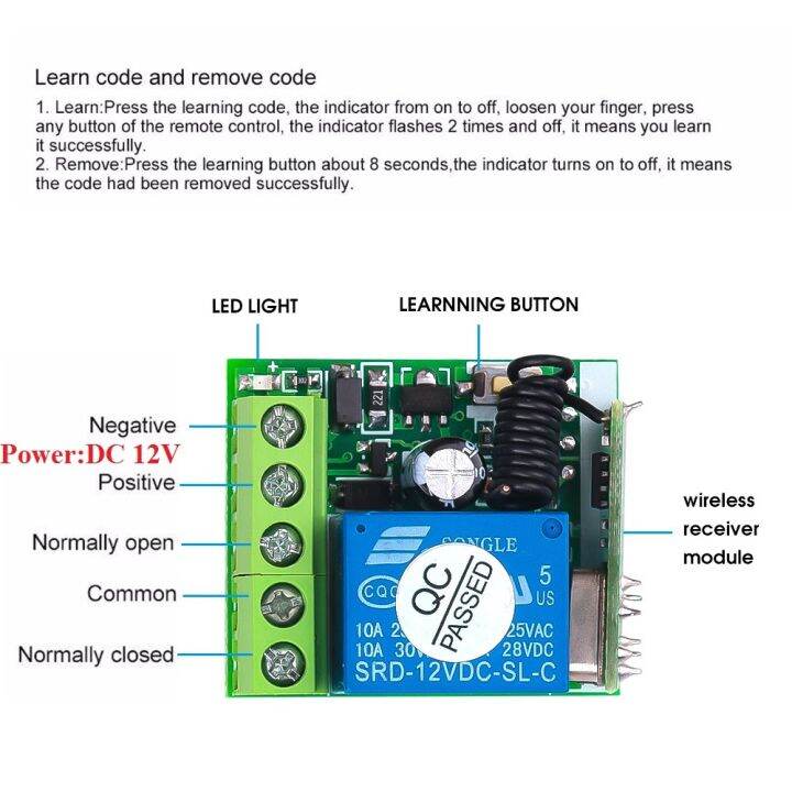 yf-hot-dc12v-10a-relay-1-ch-transmitter-with-receiver-module-433mhz