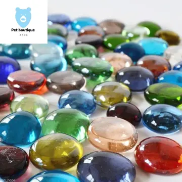 100g Mixed Color Glass Gems Pebbles Stones Flat Marbles For Vase  Embellishment DIY Fish Tank Decor