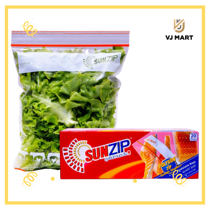 SunZip ถุงซิปอเนกประสงค์ ถุงซิปทานตะวัน รุ่นควอซ ขนาด 17.8 x 20.5 บรรจุ 20 ใบ ตราซันซิป