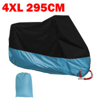 4XL Waterproof Motorbike Motorcycle A Rain Cover Outdoor Dustproof Sunproof Protector Black + Blue 295cm with lock hole