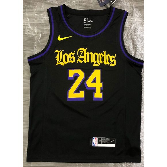 เสื้อกีฬาบาสเก็ตบอล-แขนสั้น-ลายทีม-los-angeles-lakers-jersey-24-kobe-bryant-2023-nba-สีดํา-2021