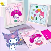 QBHDIA กบตาโต Kuromi FROG DIY Magic Sticker ของเล่นวาดภาพได้ คุโรมิ สติกเกอร์โอน Kuromi Magic ของเล่นเพื่อการศึกษา จุดด่างดำสี สติกเกอร์โอนมายากลส่องแสงแบบทำมือ รูปลอกถ่ายโอนมายากลแบบทำมือ