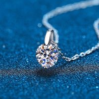 【Preflow ornament】100 Moissanite925Silver 3CT รอบ CutSolitaire Pendantfor Women MenGift เครื่องประดับ