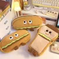 Kawaii Plush Hamburger Bread Pencil Case Student Stationery Pen Bag Large Capacity Storage Bag School Supplies Cute Bag пенал Pencil Cases Boxes