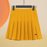 Embroidery Logo Women Golf Safety Pants Summer A-line Skirt Golf Skirt High Waist Elastic Pleated Skirt Sports Pockets Skirt