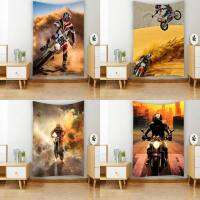 รถจักรยานยนต์ Sunset Motorcyclist Cross Bike Road Traffic Speed Drift Racing Tapestry Wall Hanging Room Decor Bedroom Background