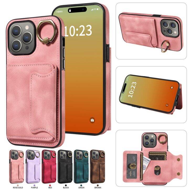 เคสโทรศัพท์สำหรับ-iphone-15-14-13-12-11-pro-max-iphone-7-8-plus-se-2022-x-xr-xs-max-เคสฝาที่ใส่บัตรด้านหลังกระเป๋าสตางค์หนังแบบหรูหรา