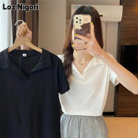 Laz Nigori เสื้อยืดโปโลผู้หญิง,เสื้อยืดแขนสั้นสีทึบผ้าฝ้ายบริสุทธิ์