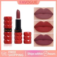 เครื่องสำอางสำหรับริมฝีปากกำมะหยี่ Lipstik Satin ด้านมีเม็ดสีสูง6สีที่ชอบลิปสติกกันน้ำกำมะหยี่