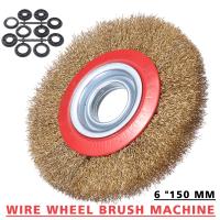 6 quot; Wire Brush 150mm Fine Wire Brush Wheel With 10pcs Adaptor Rings For Bench Grinder For Deburring Easy To Use Durable In Use