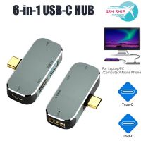 6ใน1 USB C Hub Type C 3.1-4K HD อะแดปเตอร์กับ SD/อ่านบัตร TF RJ45 PD ชาร์จเร็วสำหรับโน้ตบุ๊ค MacBook คอมพิวเตอร์แล็ปท็อป Feona