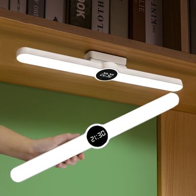 โคมไฟตั้งโต๊ะนาฬิกาโต๊ะเขียนหนังสือ LED โคมไฟตารางแมกเนติกการอ่านการศึกษา USB หรี่แสงแบบพกพาโคมไฟข้างเตียงนอนสำนักงาน