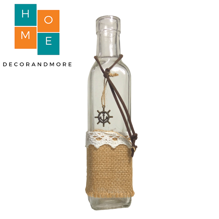 Decorandmore Empty Bottle Container with White Lace Anchor Pendant and