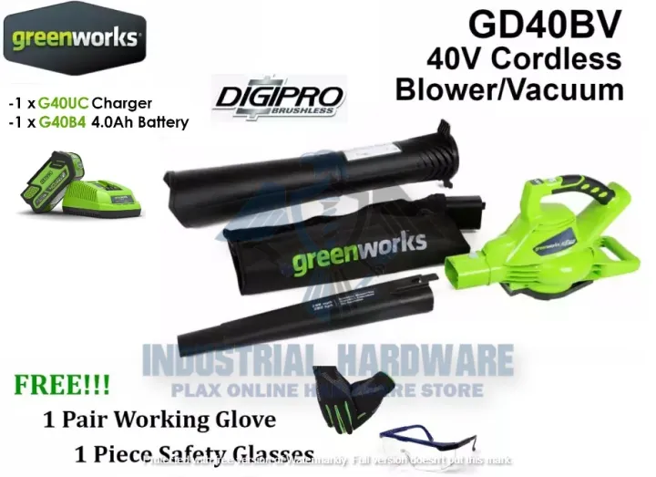 Greenworks GD40BV 40V DigiPro Cordless Blower/Vacuum (SOLO, 2.0Ah/4.0Ah ...