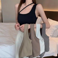 Sexy Cut Out Off Shoulder Tank Tops For women Halter Crop Top Sport Push up Camisole Knitted lette Y2K Women Girls Tank Tops