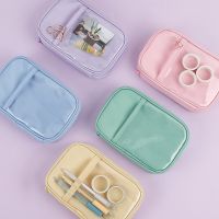 ✵❧ Solid color pen bag large capacity hand book bag stationery Japanese pencil bag pencil case makeup bag