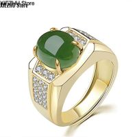 XIEZHU Store Of primitive simplicity and refined hetian jade men and women open ring silver jade jade white gold plating ring diamond ring