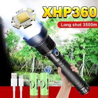 Super bright XHP360 Flashlight Most Rechargeable Tactical Flash light High Powerful LED Torch Camping Hunting Outdoor Hand Lamps Rechargeable  Flashli