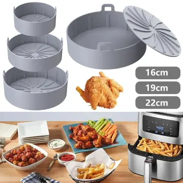 Reusable Silicone Air Fryer Pot With Heat-resistant Handle And