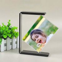 Clear Acrylic Rotating Photo Frame 4x6 Inch Double Sided Floating Picture Frame 360 Crystal Rotating Photo Frame Home Decor