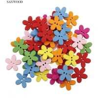 100Pcs Mixed Color Flower 2 Holes Sewing Craft Scrapbooking DIY Buttons