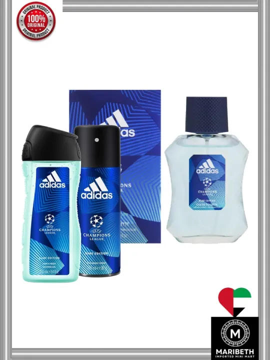 Adidas UEFA Dare Edition EDT 100ml + Shower Gel 250ml + Deo 150ml Lazada PH