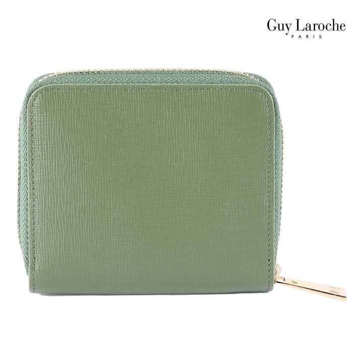 guy-laroche-กระเป๋าสตางค์พับสั้นซิปรอบ-รุ่น-margo-สีเขียว