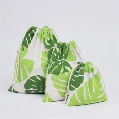 Tropical Plants cotton linen fabric dust cloth bag Clothes socks/underwear shoes receive bag home Sundry kids toy storage bags