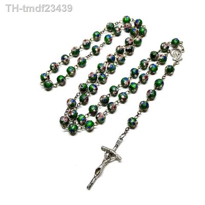 ✓► Religious Pray Necklace Chain with Pendant Rosary Beads Cloisonne Dropship