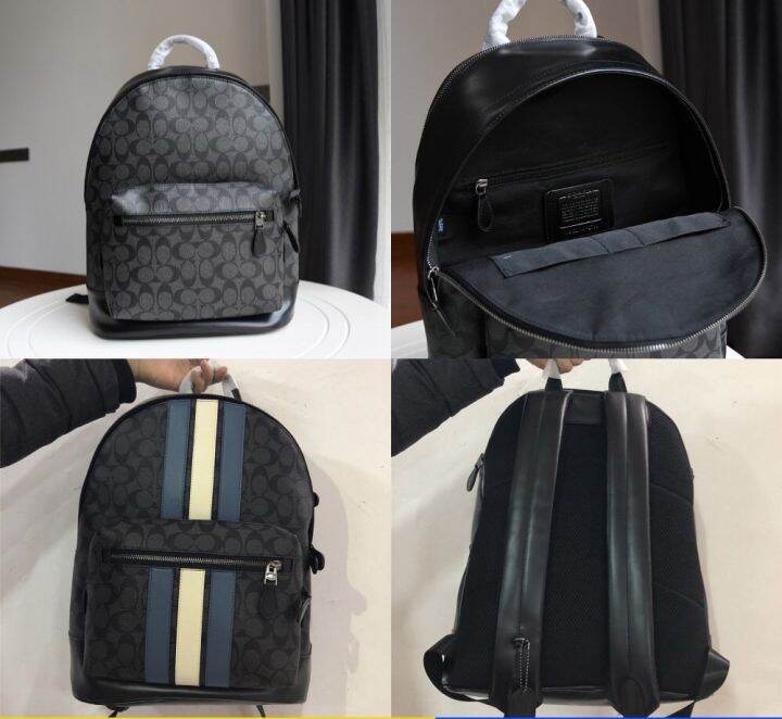 West Backpack In Signature Canvas With Varsity Stripe atelieryuwa