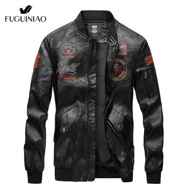 Fuguiniaoเสื้อโค้ทผู้ชาย,ฤดูใบไม้ร่วงและฤดูหนาว2020กำมะหยี่หนาเสื้อแจ็คเก็ตหนังPUหนุ่มๆสำหรับมอเตอร์ไซค์