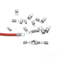 100 ชิ้น/ล็อตสแตนเลสฤดูใบไม้ผลิ CRIMP Clasps รอบหนัง End CAPS Connectors สำหรับ DIY สร้อยข้อมือสร้อยคอเครื่องประดับทำหัตถกรรม-GEIWH MALL