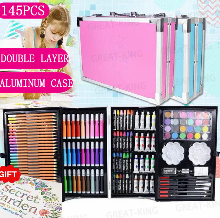 145 PCS. ART COLORING DRAWING PAINTING SET with Aluminum Alloy