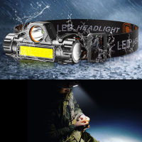 ไฟหน้า Cob 1600 MAh ไฟฉายไฟหน้าแบบกระพริบ LED สำหรับวิ่งตั้งแคมป์เดินป่าและอีกมากมายลูเมนไฟหน้าแบบชาร์จด้วยยูเอสบีปั่นจักรยานกลางแจ้งตกปลาไฟฉายคาดหัวแบบชาร์จได้