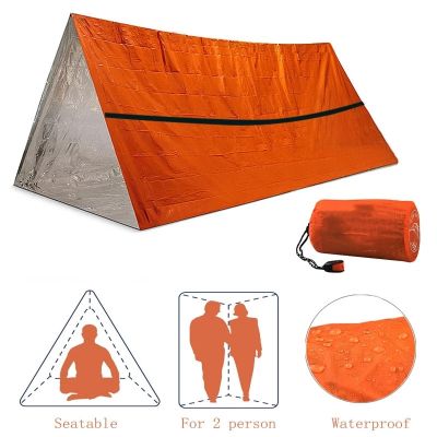 2Person Emergency Shelter Waterproof Thermal Blanket Rescue Survival Kit SOS Sleeping Bag Survival Tube Emergency Tent w Whistle Survival kits
