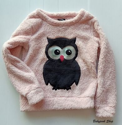 เสื้อกันหนาว ขนนิ่ม ใส่อุ่นๆค่ะ สีชมพู งานปักผ้า OWL ขนาดเด็กโต 8-14++ ปี