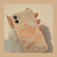 เคสโทรศัพท์ iPhone Original พีชหมีเคสหนังการ์ตูน,เคสโทรศัพท์12 11 Pro Max SE2 XR XS X 8 7 Plus