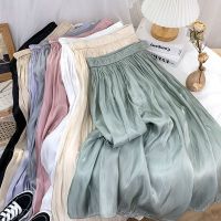 【CC】▲  Color Elastic Waist Fashion Skirt Korean Temperament Pleated Female