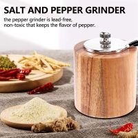 Pepper Mill, Hand Crank Wood Pepper Grinder with Classic Handle and Adjustable Ceramic Rotor