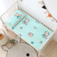 Baby Summer Cool Mat With Pillowcase Crib Ice Silk Soft Bed Mat Comfortable Soft Kids Sleeping Quilted Bed Cover 60x120 70x140