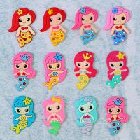 Cute Cartoon Mermaid Rubber PVC Flexible Glue Flat Back DIY Scrapbook 10pc Bottom DIY Hair Crafts Mobile Phone Case Accessories