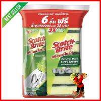 ฟองน้ำพร้อมใยขัด SCOTH-BRITE 3x4นิ้ว แพ็ก6 ฟรีน้ำยาล้างจานSCOURER SPONGE SCOTCH-BRITE 3X4” 6 PCS FREE DISHWASHING LIQUID **หมดแล้วหมดเลย**